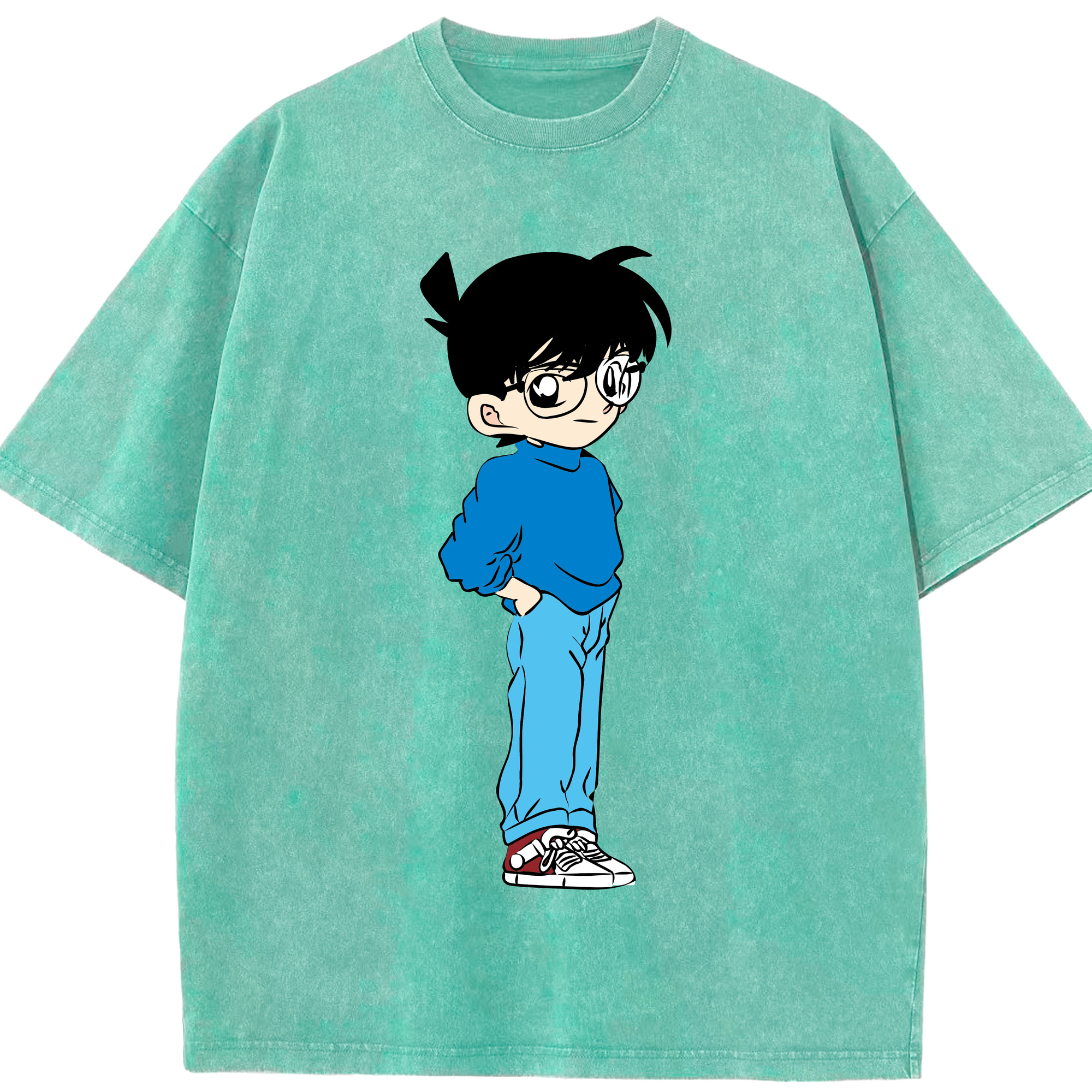 （画像用） 名探偵コナン 江戸川 コナン Detective Conan Conan Edogawa 綿100% ヴィンテージ風 半袖Tシャツ（フロントプリント）